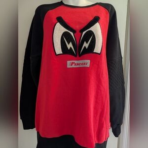 Pancoat Red and Black Graphic Sweatshirt. XXL. Preloved. Slim Fit.
